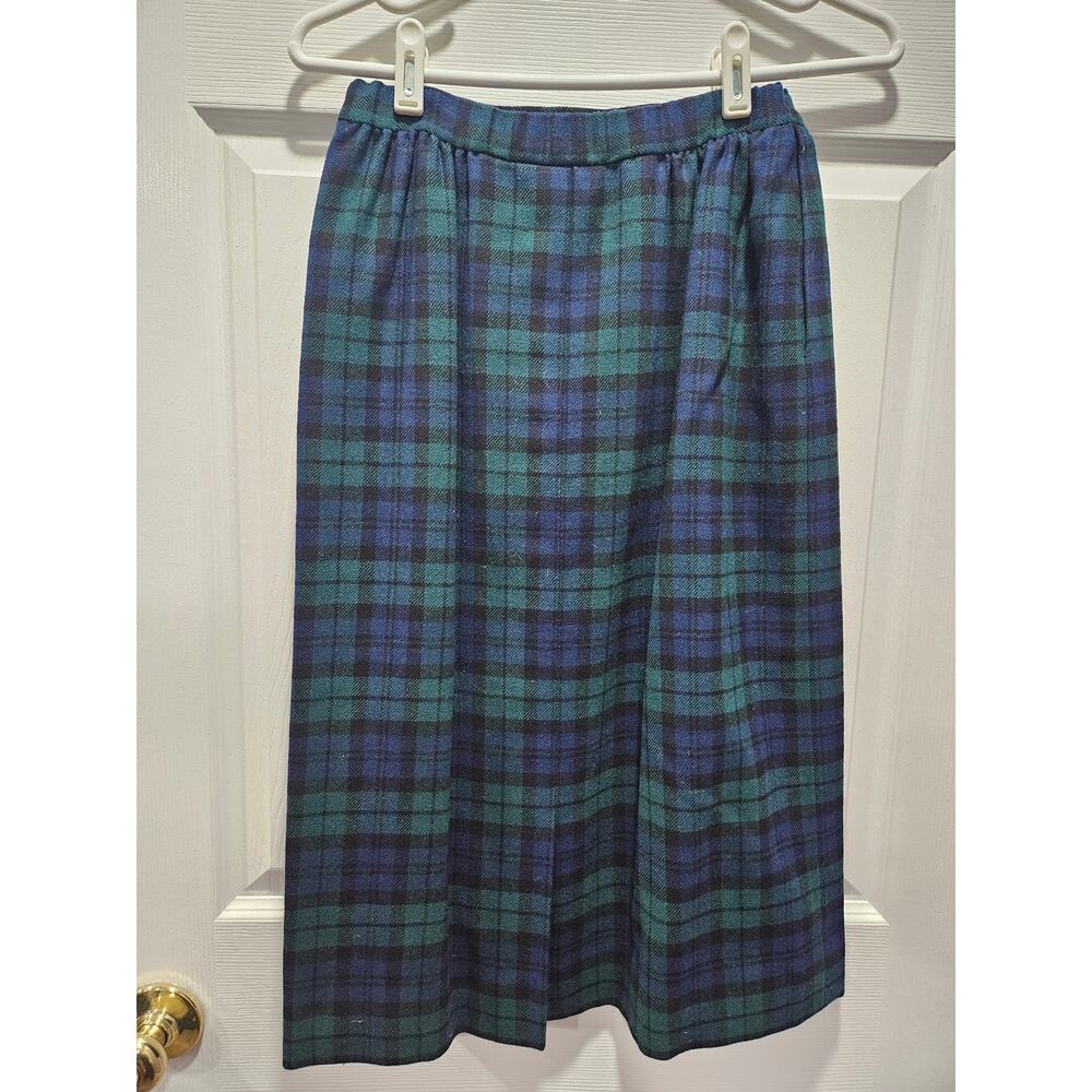 Vintage Pendleton Women's Wool Plaid Tartan Green Blue Skirt Blazer Suit Size 6 - Picture 6 of 14